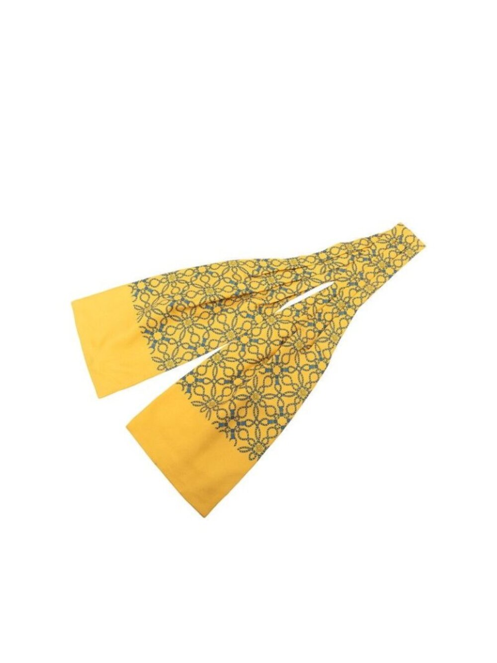 Hermes Ascot Tie Scarf Yellow Blue Silk